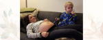 Acorn Birth Center Mother Lying on couch with Child waiting